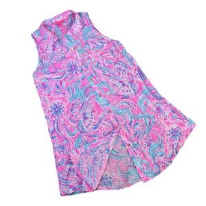 Lilly Pulitzer Dress Natalie Cover-Up Sleeveless Shirtdress Prosecco‎ Pink Sz S